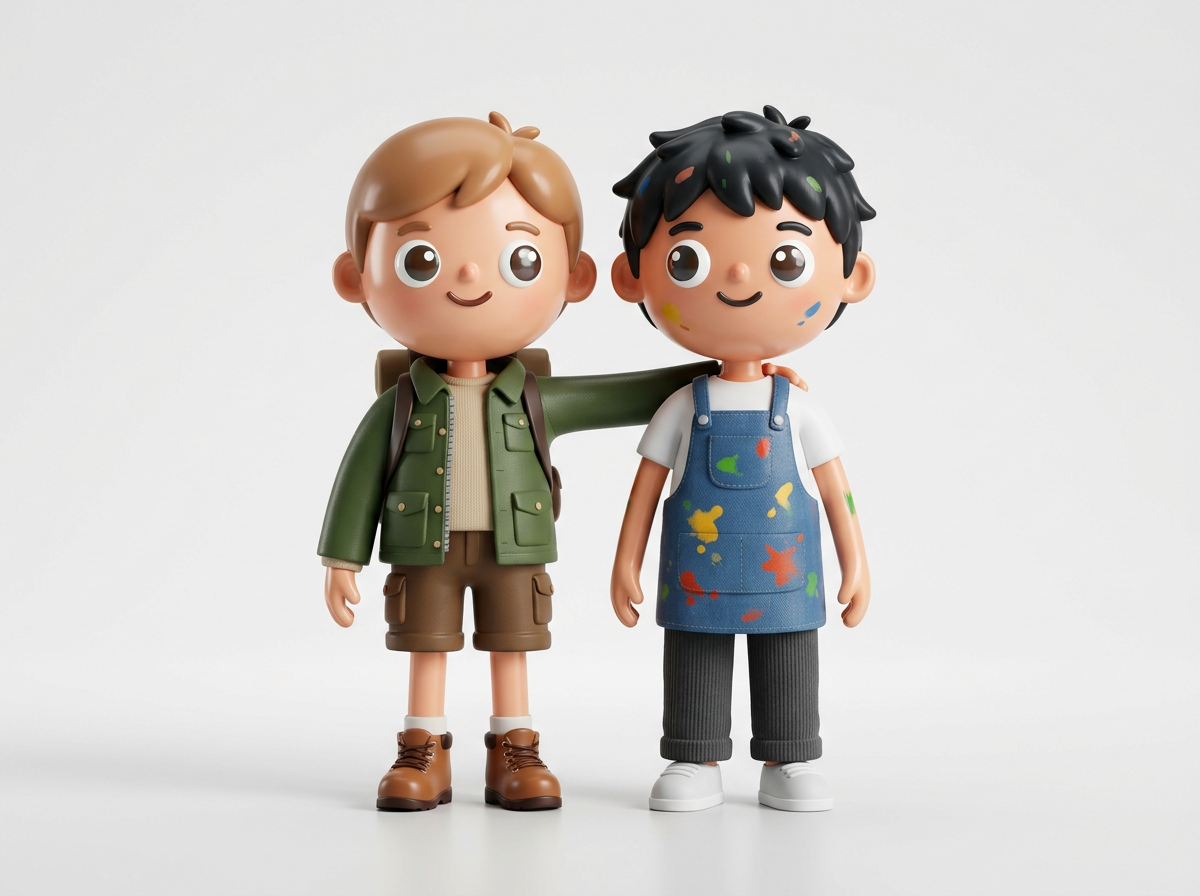 Sample output generated with the Cute 3D Minimalist Character Pairs Generator prompt