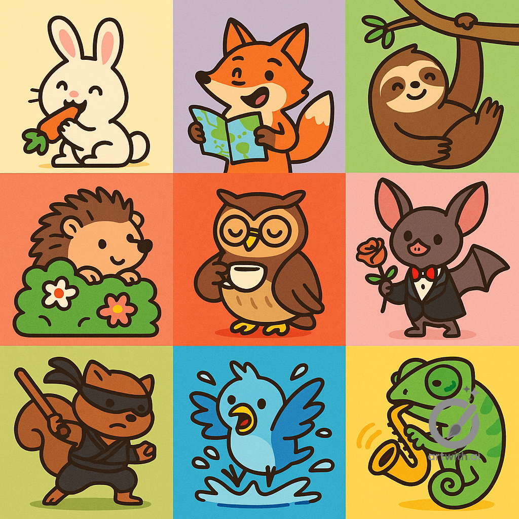 Sample output generated with the Whimsical Animal Characters Illustration prompt